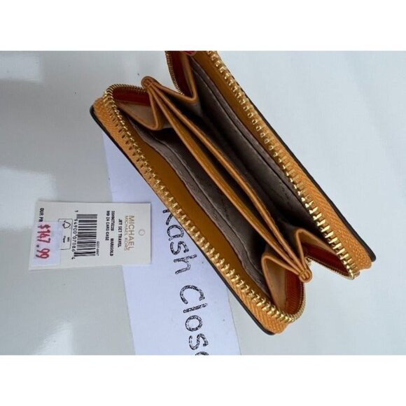 Michael Kors wallet card case zip around MK jet set purse marigold - Picture 3 of 5